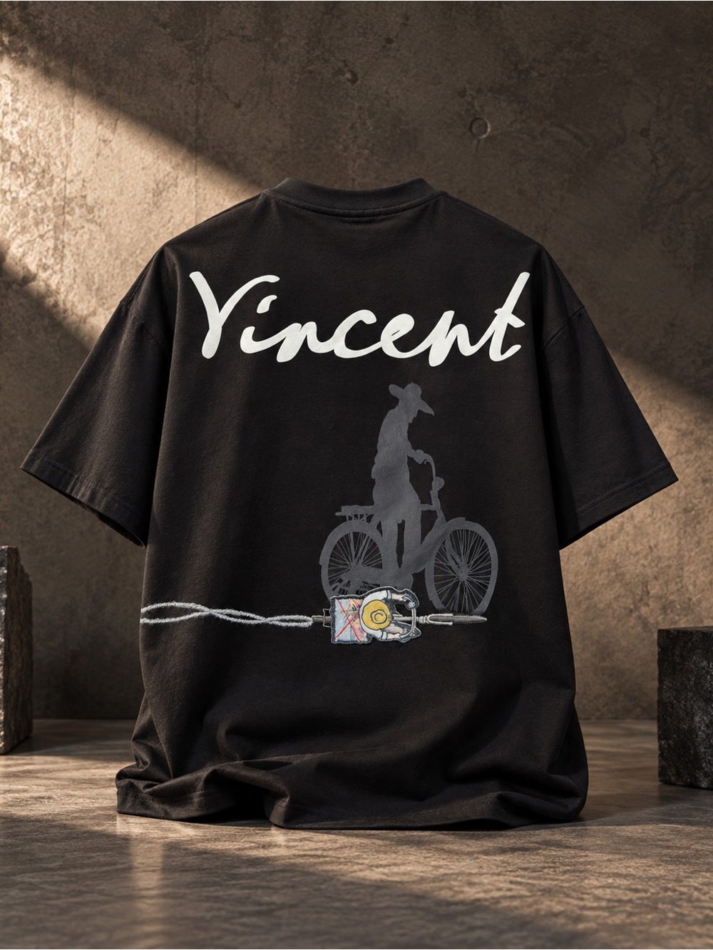 Premium Vincent Graphic Patchwork Tee – 100% Cotton